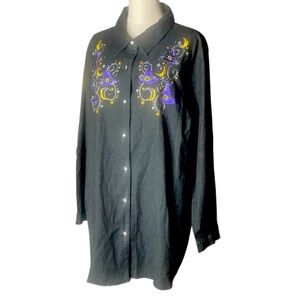 NWT Quacker Factory By Jeanne Bice
Halloween Witch Hat button down Blouse 2X